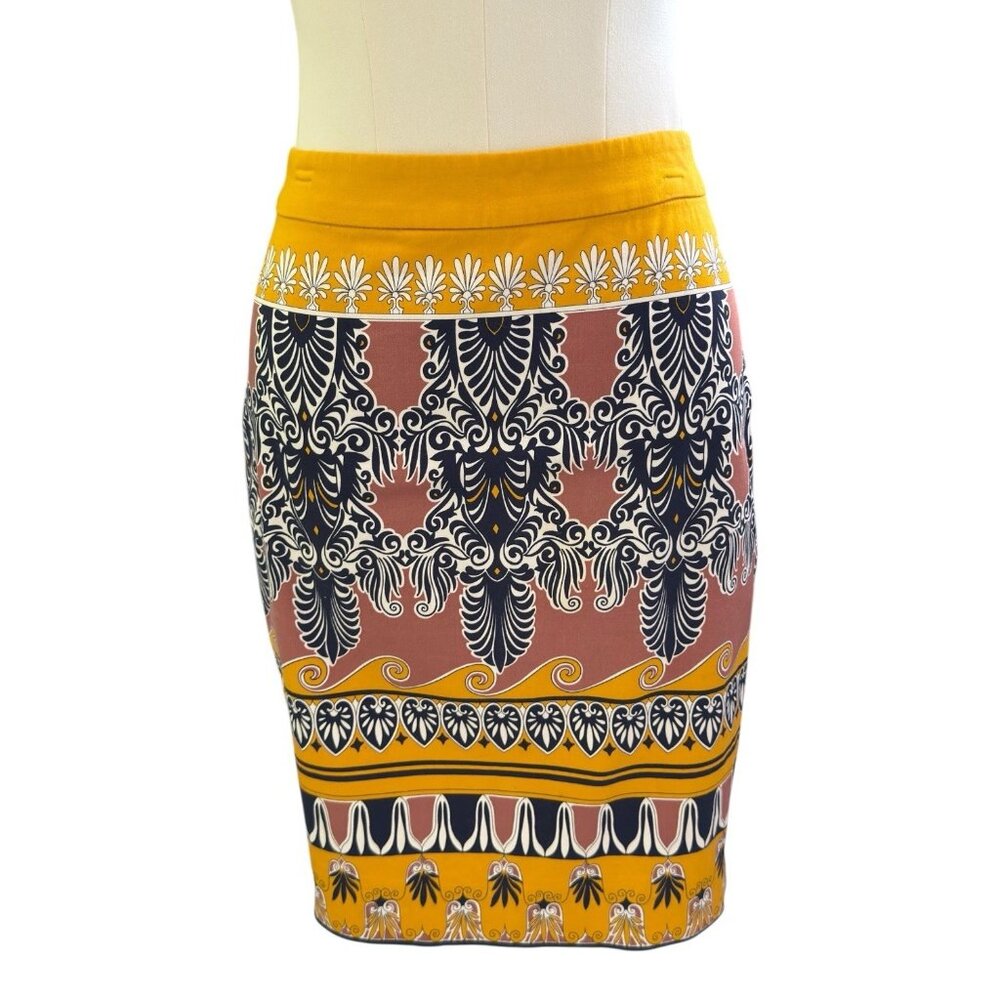 J.Crew The Pencil Skirt Cotton Blend Multicolored Slit Zipper Closure Women Sz 2